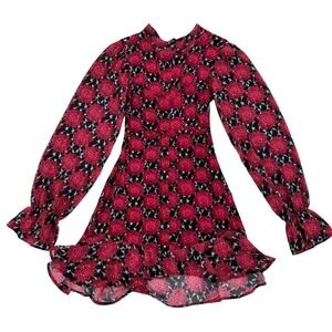 For Love and Lemons Long Sleeve red clover floral keyhole open back size small